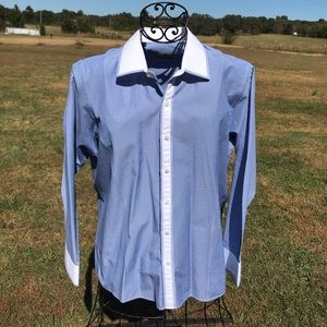 Men’s Blue Long Sleeve Button Up Shirt Large